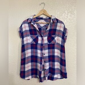 BLL, Cap Sleeve Flannel Top, size L